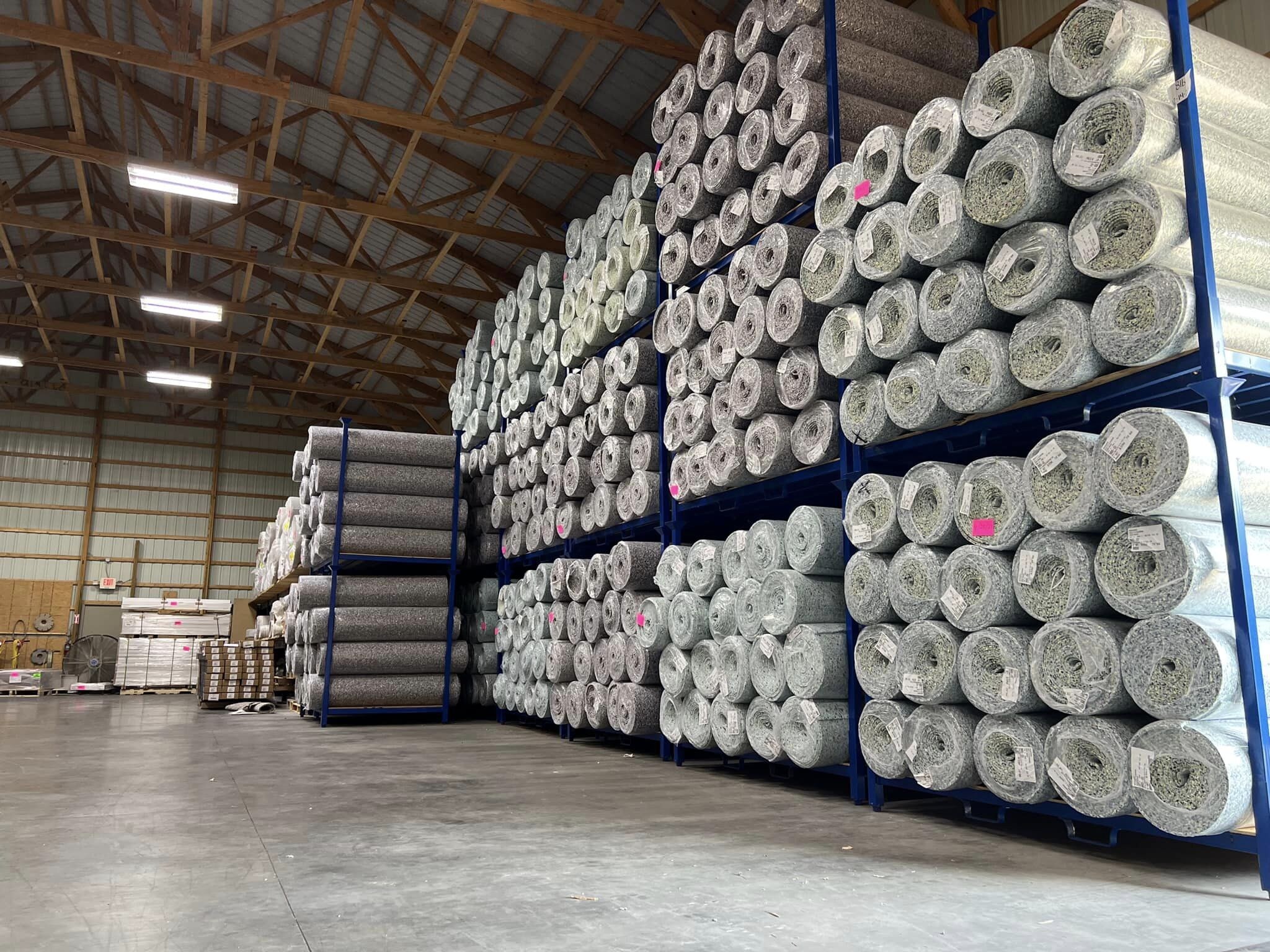 Hundreds of carpet rolls in stock at Kelly's Flooring warehouse