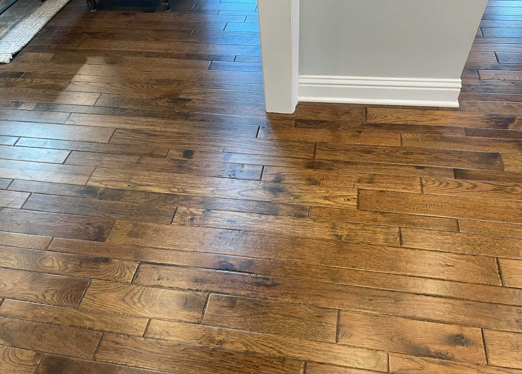 Dark hardwood flooring installation