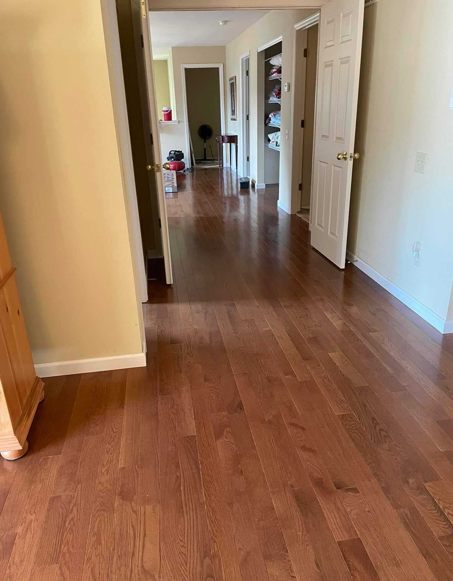 Hardwood flooring through hallway