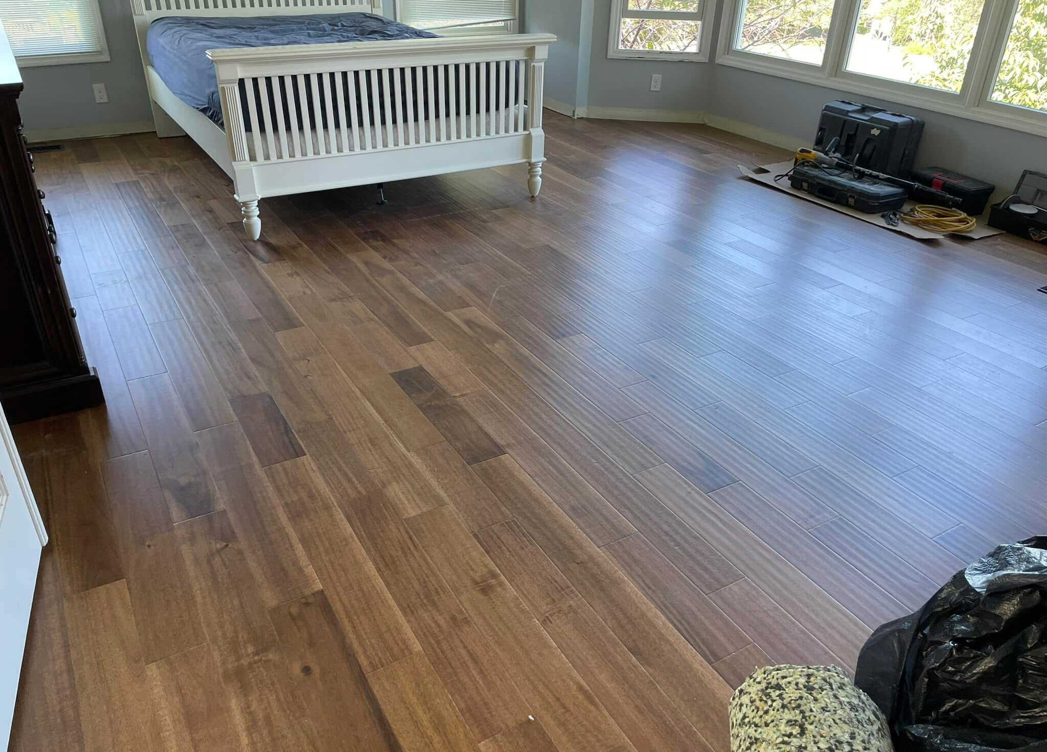 Hardwood flooring in master bedroom