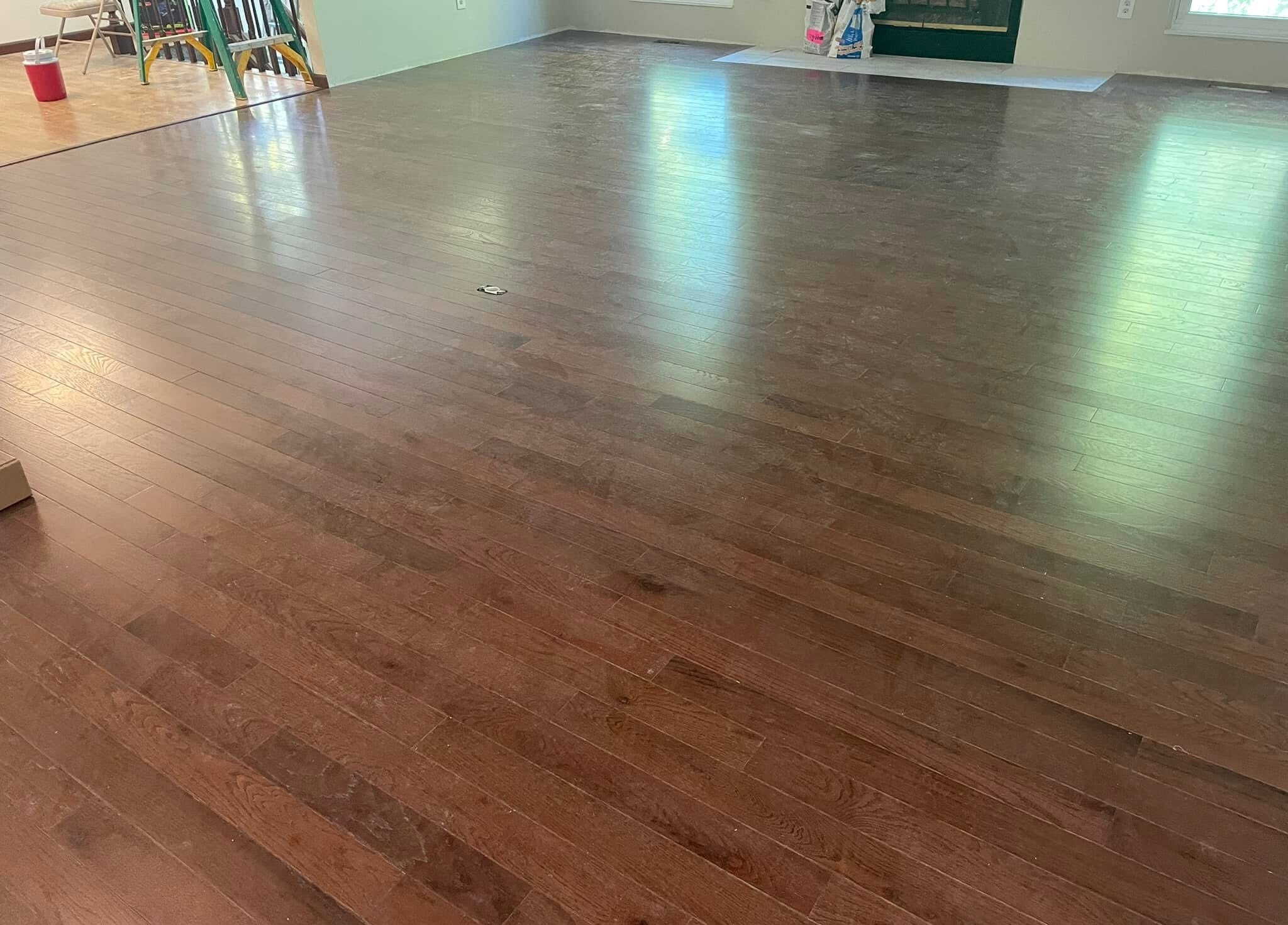 Hardwood flooring in open plan living area