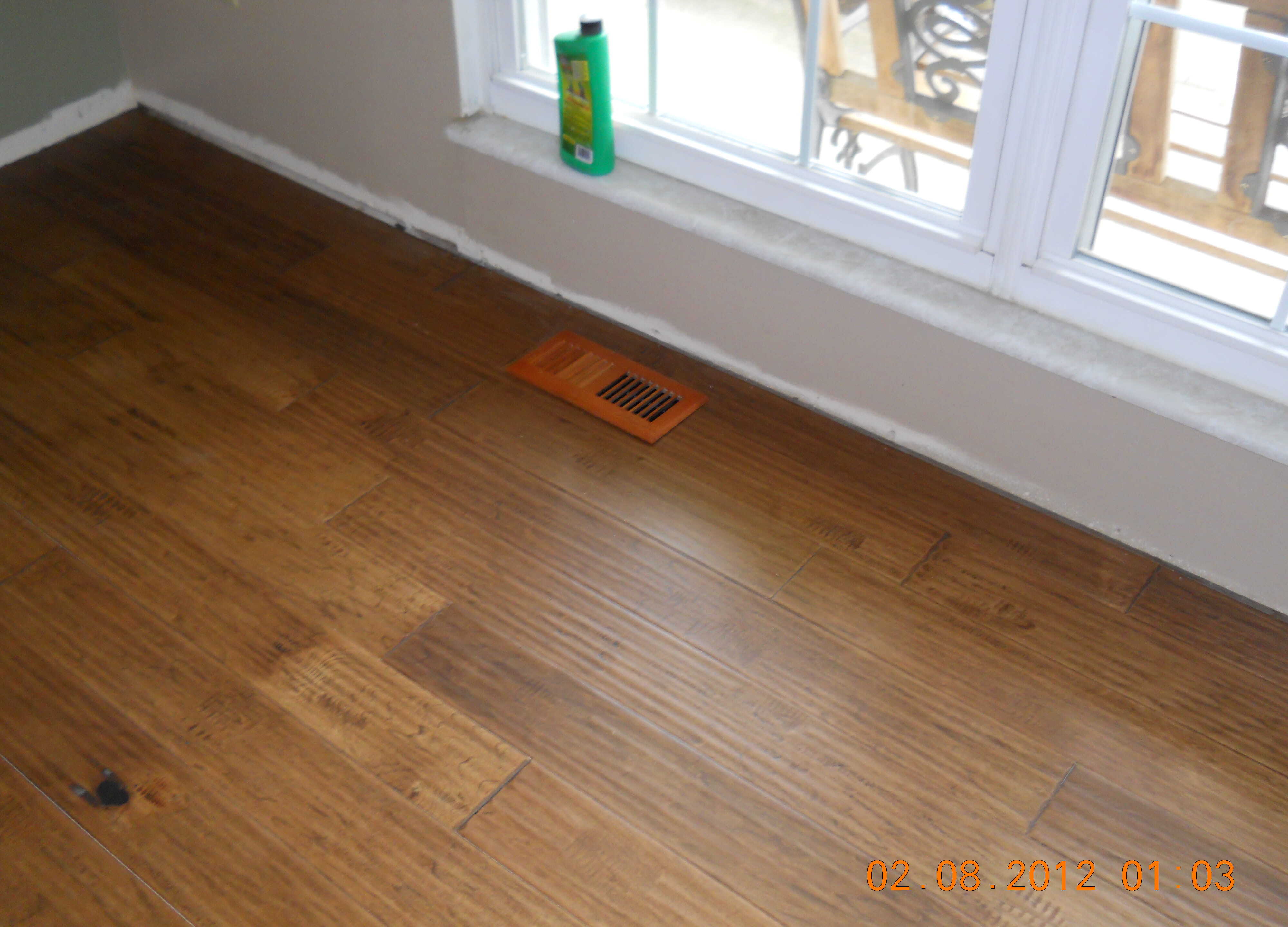 Hardwood flooring installation near window