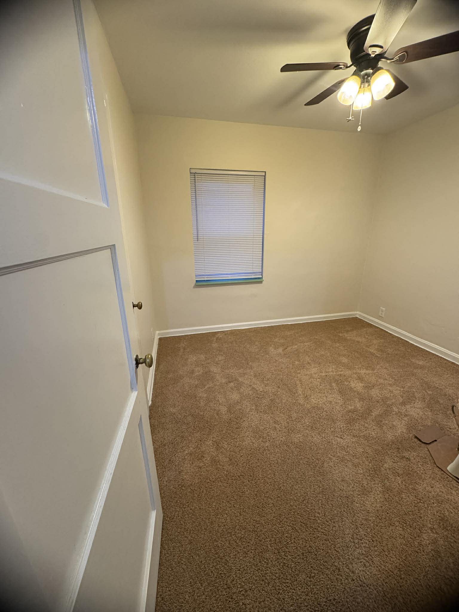 Tan plush carpet in bedroom
