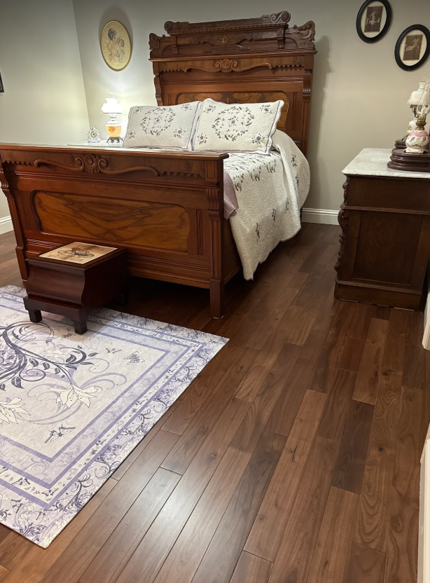 Paramount Classic Black Locust Walnut hardwood in antique bedroom